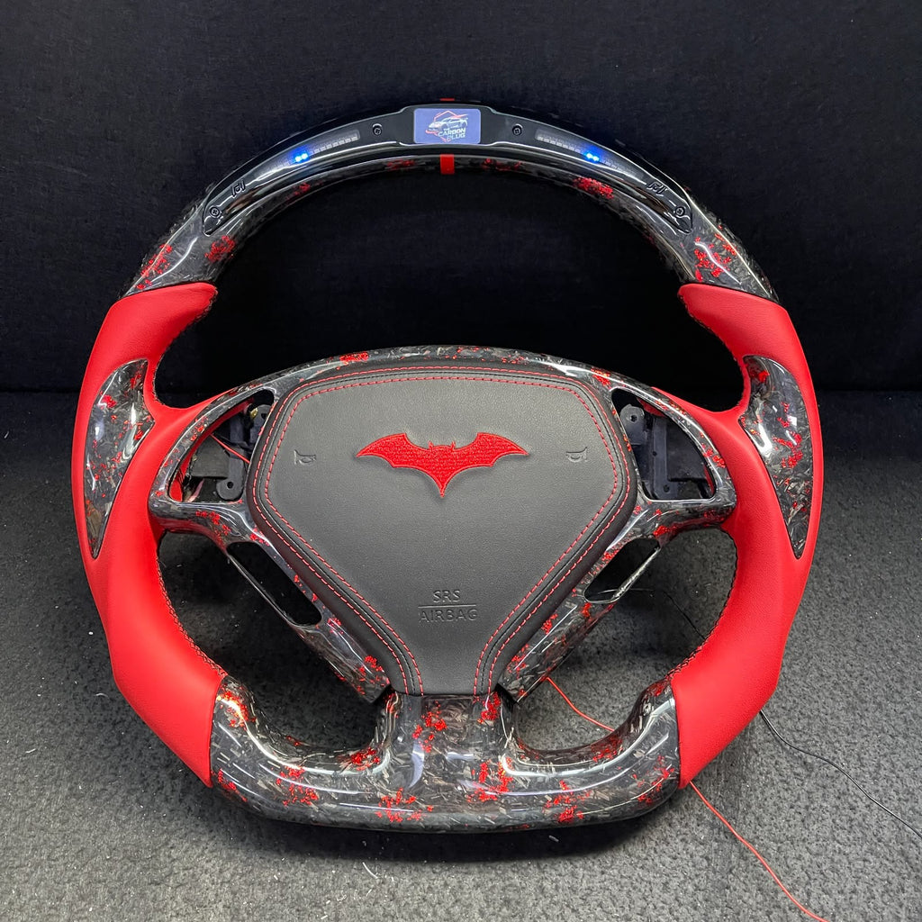 G37 red flakes forged carbon fiber with batman embraided air bag