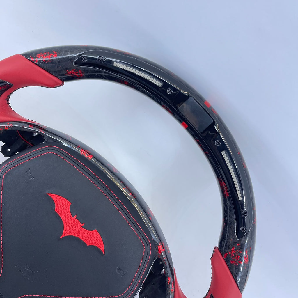 G37 red flakes forged carbon fiber with batman embraided air bag
