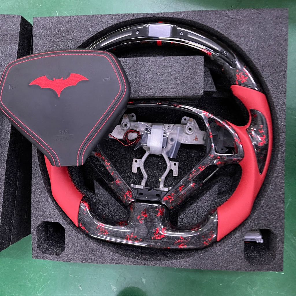 G37 red flakes forged carbon fiber with batman embraided air bag