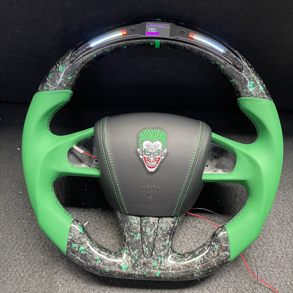 Q50 2018+ green flakes forged carbon fiber with joker embroidery airbag