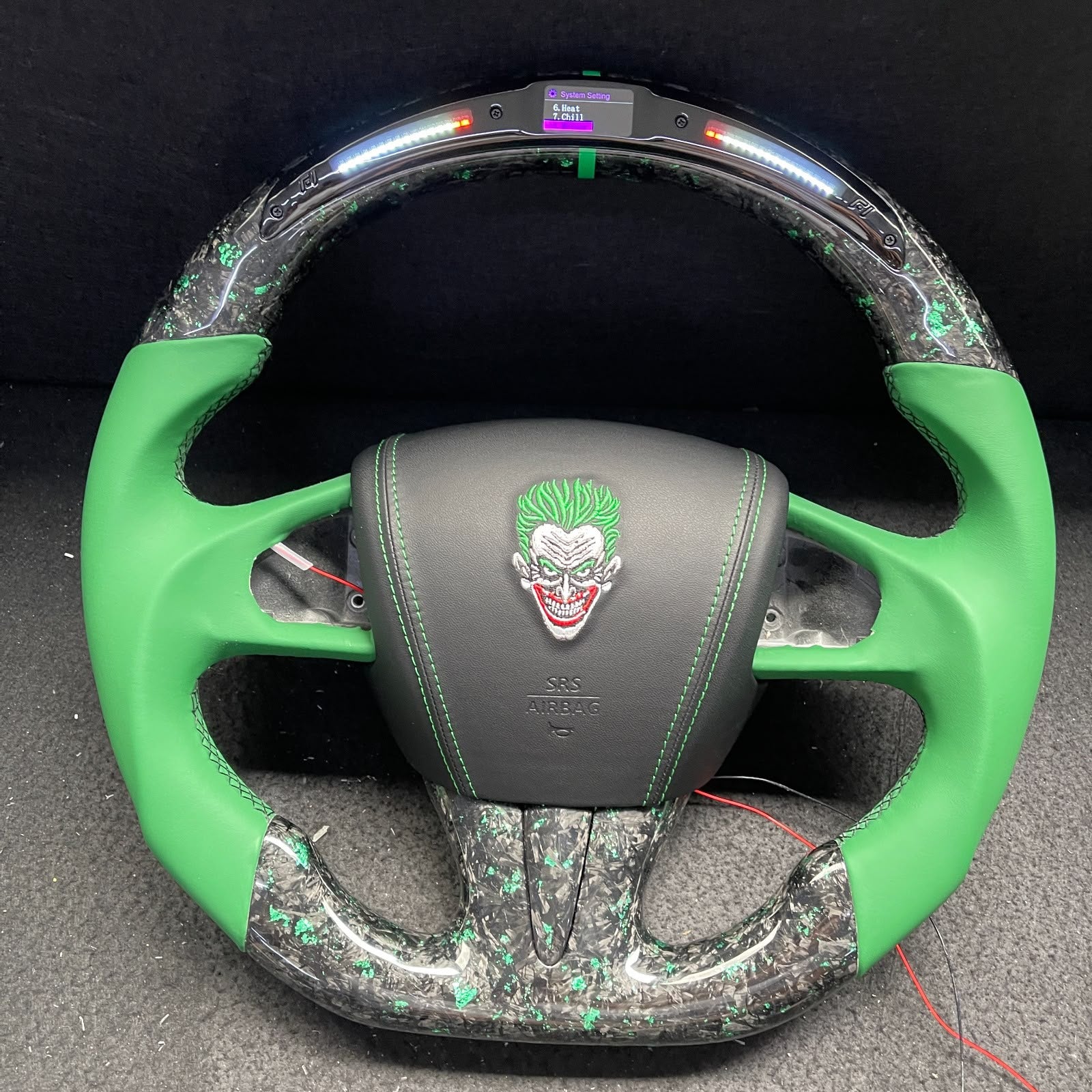 Q50 2018+ green flakes forged carbon fiber with joker embroidery airbag