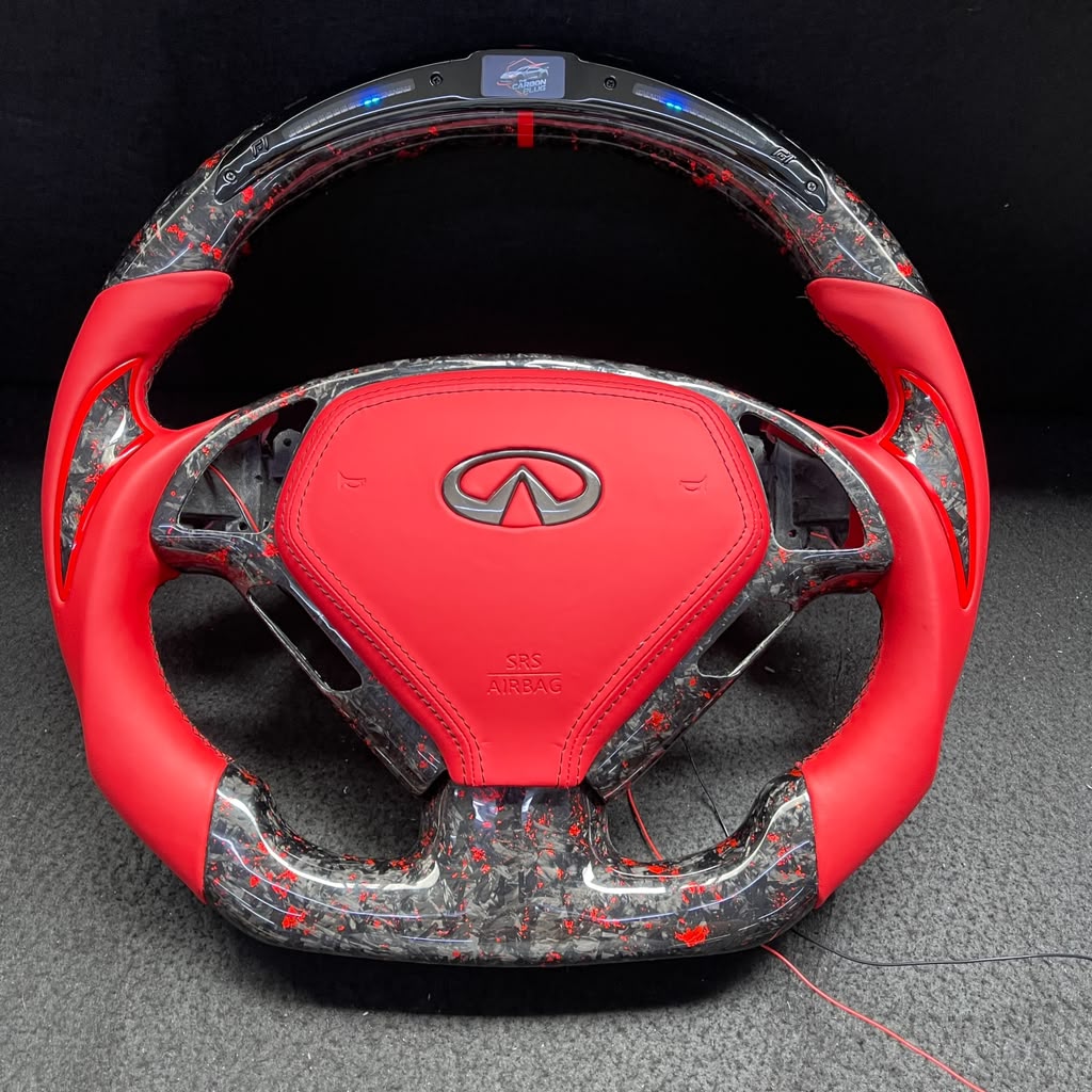 G37 red flakes forged carbon fiber with LED dsiplay on top & LED air bag logo