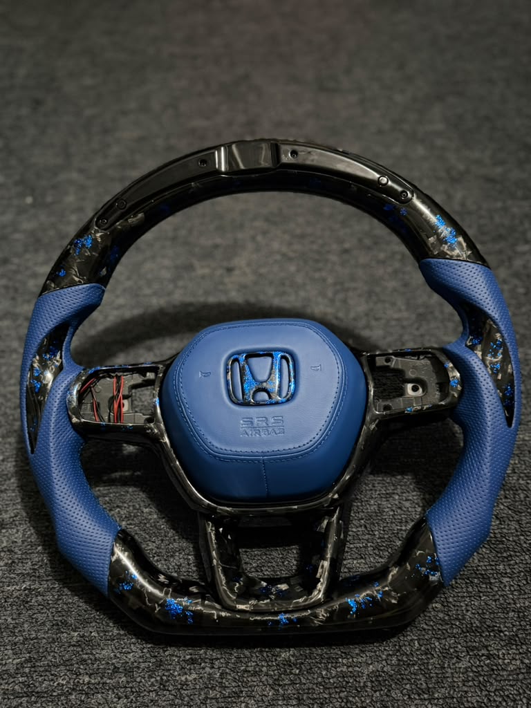 Honda civic 11th gen blue flakes forged carbon fiber steering wheel