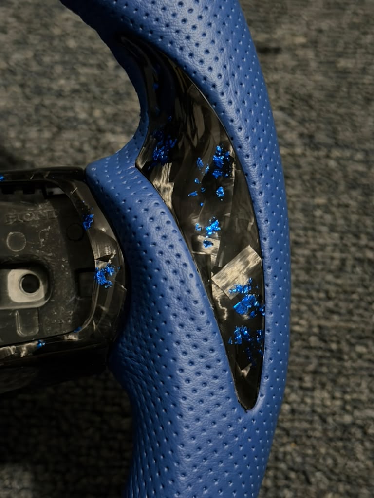 Honda civic 11th gen blue flakes forged carbon fiber steering wheel