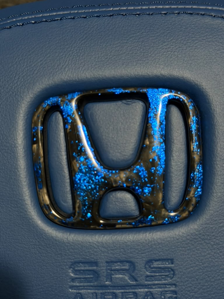 Honda civic 11th gen blue flakes forged carbon fiber steering wheel