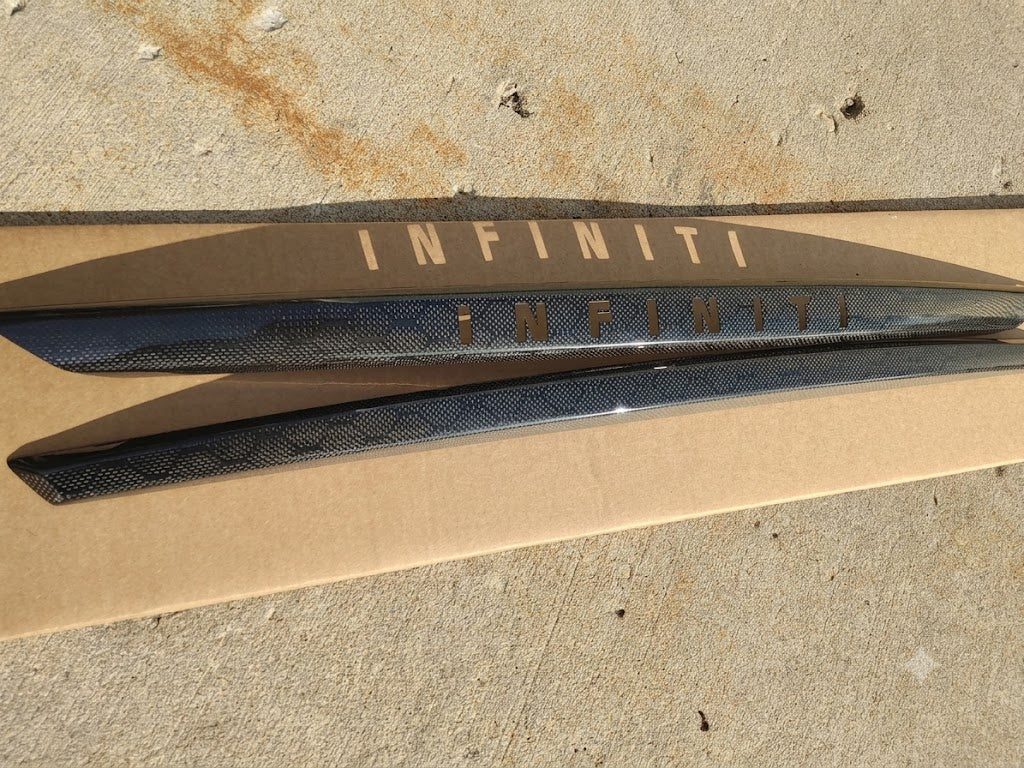 carbon fiber trunk trim overlays w/ letters compatible with Q50